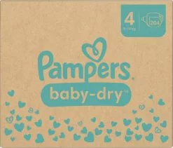 Pampers® Pampers Baby-Dry - Maat 4 (9kg - 14kg) - 204 Luiers - Maandbox -Pampers Katoenen luiers Verkoopwinkel 1200x1025