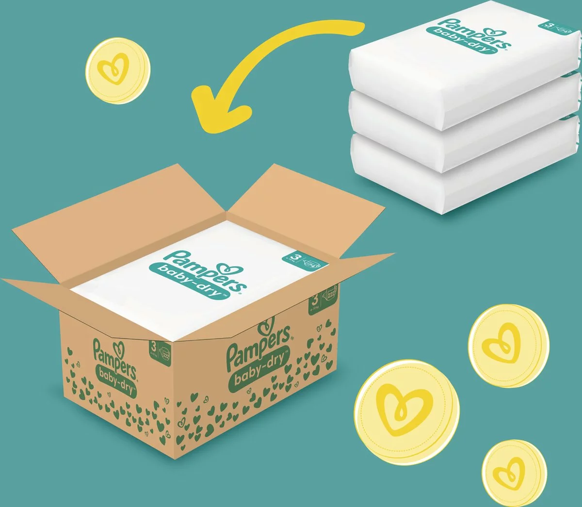 Pampers® Pampers Baby-Dry - Maat 3 (6kg - 10kg) - 222 Luiers - Maandbox 12 Pampers® Pampers Baby-Dry - Maat 3 (6kg - 10kg) - 222 Luiers - Maandbox - Afbeelding 10