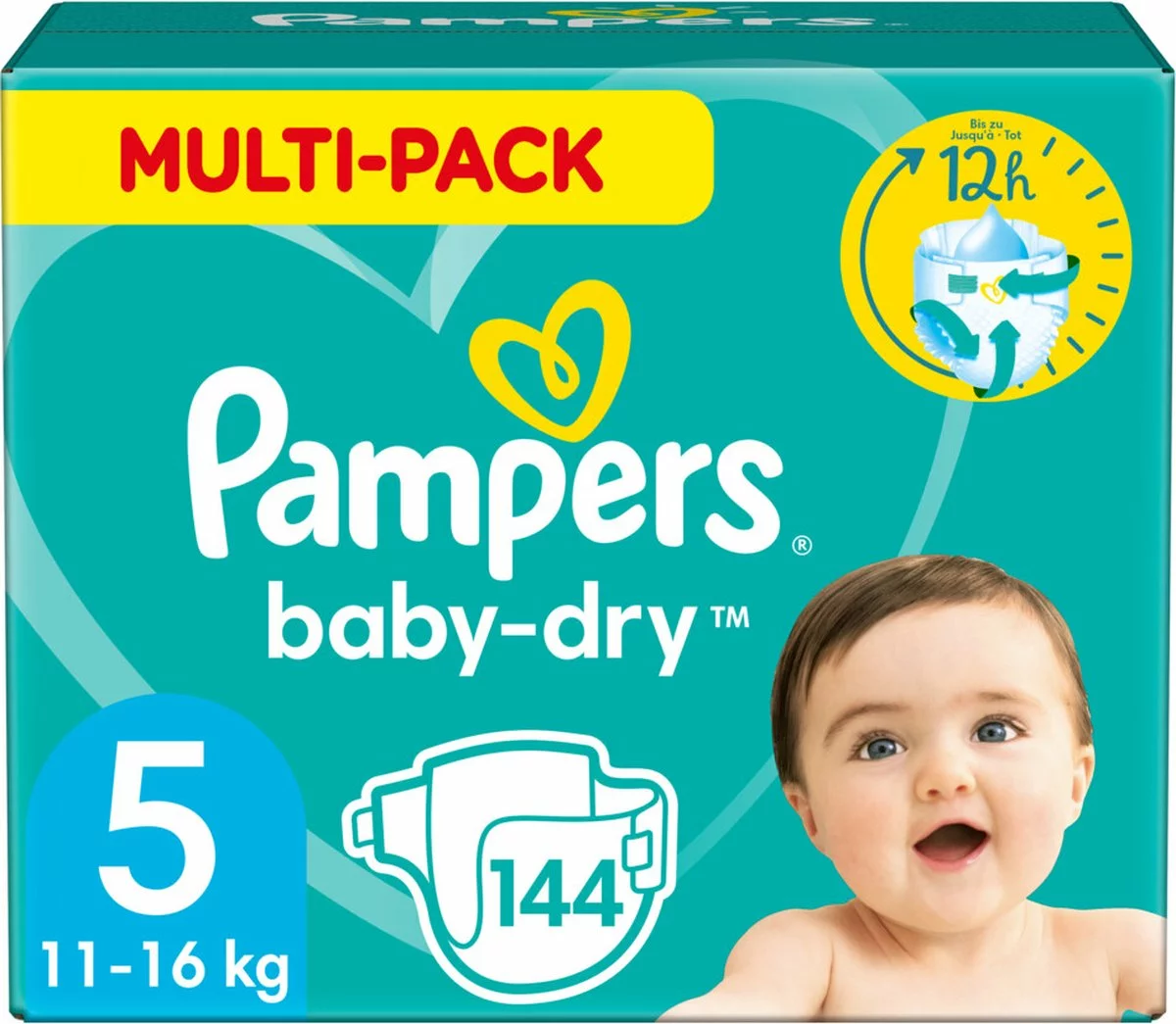 Pampers® Pampers Baby-Dry Luiers - Maat 5 (11-16 Kg) - 144 Stuks - Multi-Pack 9 Pampers® Pampers Baby-Dry Luiers - Maat 5 (11-16 Kg) - 144 Stuks - Multi-Pack - Afbeelding 7