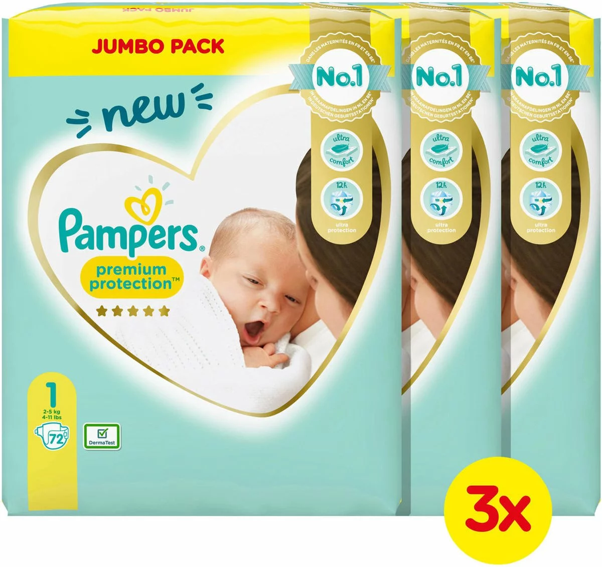 Pampers® Pampers Premium Protection Maat 1 (2-5kg) - 216 Luiers 11 Pampers® Pampers Premium Protection Maat 1 (2-5kg) - 216 Luiers - Afbeelding 9