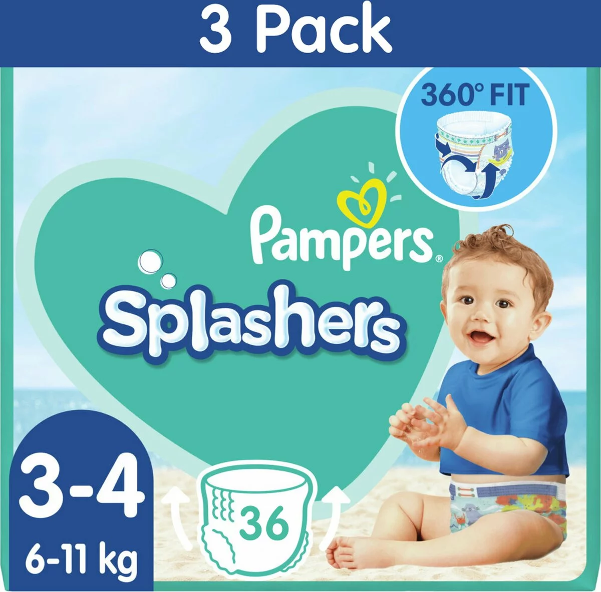 Pampers® Pampers Splashers Wegwerpbare Zwemluiers - Maat 3-4 (6-11 Kg) - 36 Stuks - Voordeelverpakking 4 Pampers® Pampers Splashers Wegwerpbare Zwemluiers - Maat 3-4 (6-11 Kg) - 36 Stuks - Voordeelverpakking - Afbeelding 2