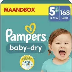 Pampers® Pampers Baby-Dry - Maat 5+ (12kg - 17kg) - 168 Luiers - Maandbox 25 Pampers® Pampers Baby-Dry - Maat 5+ (12kg - 17kg) - 168 Luiers - Maandbox -Pampers Katoenen luiers Verkoopwinkel 1200x1196 11