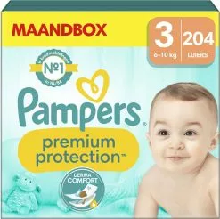 Pampers® Pampers Premium Protection - Maat 3 (6kg - 10kg) - 204 Luiers - Maandbox -Pampers Katoenen luiers Verkoopwinkel 1200x1196 17