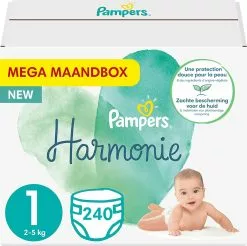 Pampers® Pampers - Harmonie / Pure - Maat 1 - Mega Maandbox - 240 Luiers