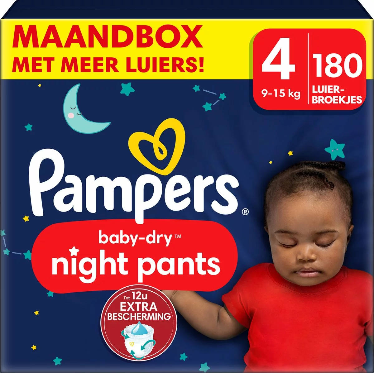 Pampers® Pampers Baby-Dry Night Pants - Maat 4 (9kg - 15kg) - 180 Luierbroekjes Maandbox 3 Pampers® Pampers Baby-Dry Night Pants - Maat 4 (9kg - 15kg) - 180 Luierbroekjes Maandbox