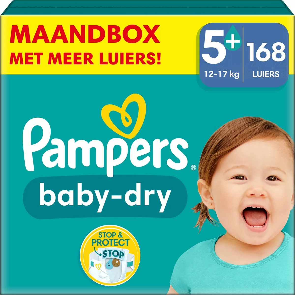 Pampers® Pampers Baby-Dry - Maat 5+ (12kg - 17kg) - 168 Luiers - Maandbox 3 Pampers® Pampers Baby-Dry - Maat 5+ (12kg - 17kg) - 168 Luiers - Maandbox
