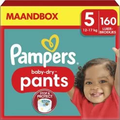 Pampers® Pampers Baby-Dry Pants - Maat 5 (12-17kg) - 160 Luierbroekjes - Maandbox -Pampers Katoenen luiers Verkoopwinkel 1200x1198 139