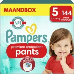 Pampers® Pampers Premium Protection Pants - Maat 5 (12kg - 17kg) - 144 Luierbroekjes - Maandbox -Pampers Katoenen luiers Verkoopwinkel 1200x1198 181