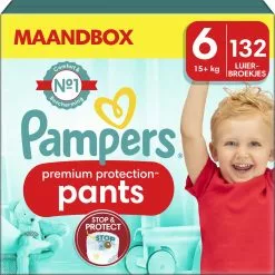 Pampers® Pampers Premium Protection Pants - Maat 6 (15kg+) - 132 Luierbroekjes - Maandbox -Pampers Katoenen luiers Verkoopwinkel 1200x1198 49