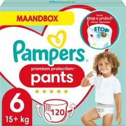 Pampers® Pampers Premium Protection Pants Luierbroekjes - Maat 6 (+15 Kg) - 120 Stuks - Maandbox