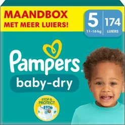 Pampers® Pampers Baby-Dry - Maat 5 (11kg - 16kg) - 174 Luiers - Maandbox