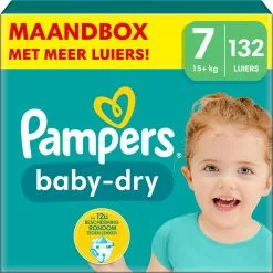 Pampers® Pampers Baby-Dry - Maat 7 (15kg+) - 132 Luiers - Maandbox