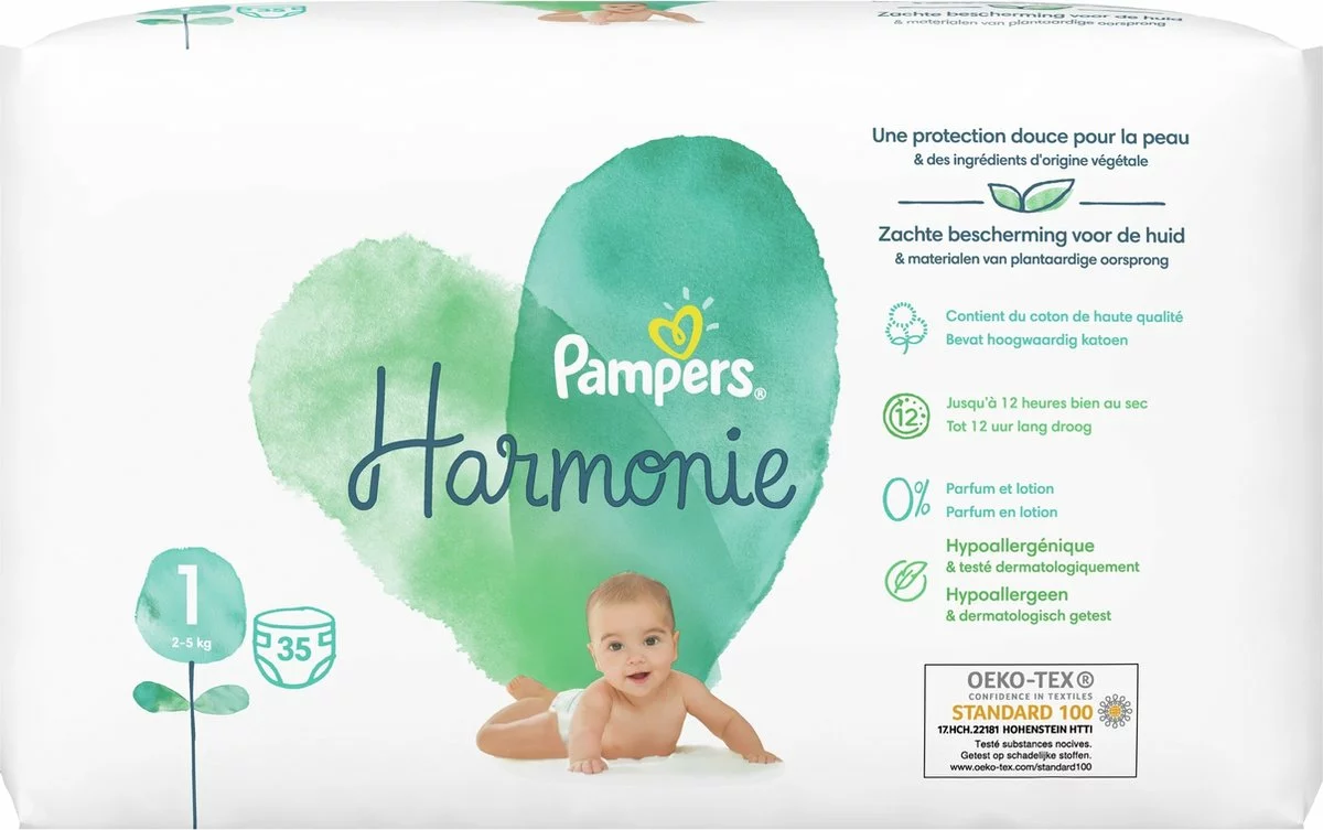 Pampers® Pampers - Harmonie / Pure - Maat 1 - Mega Maandbox - 210 Luiers 4 Pampers® Pampers - Harmonie / Pure - Maat 1 - Mega Maandbox - 210 Luiers - Afbeelding 2
