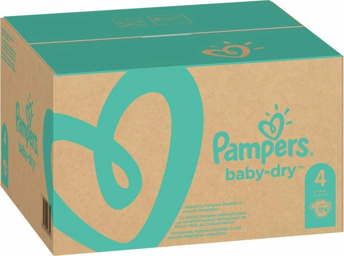 Pampers® Pampers Baby-Dry Luiers - Maat 4 (9-14 Kg) - 174 Stuks - Multi-Pack 12 Pampers® Pampers Baby-Dry Luiers - Maat 4 (9-14 Kg) - 174 Stuks - Multi-Pack - Afbeelding 10