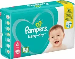 Pampers® Pampers Baby-Dry Maat 4, 46 Luiers, Tot 12 Uur Bescherming, 9-14kg -Pampers Katoenen luiers Verkoopwinkel 1200x937 1