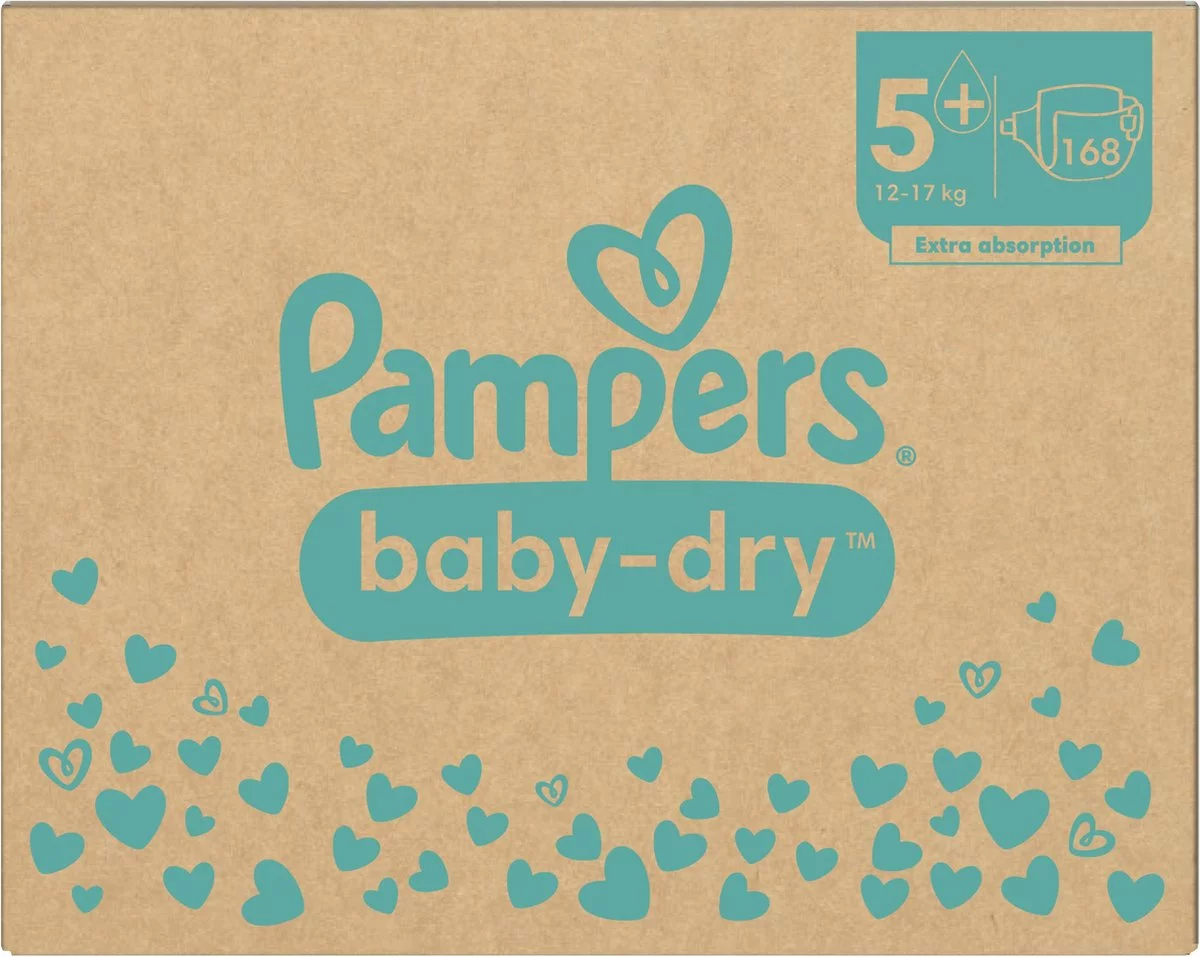 Pampers® Pampers Baby-Dry - Maat 5+ (12kg - 17kg) - 168 Luiers - Maandbox 16 Pampers® Pampers Baby-Dry - Maat 5+ (12kg - 17kg) - 168 Luiers - Maandbox - Afbeelding 14