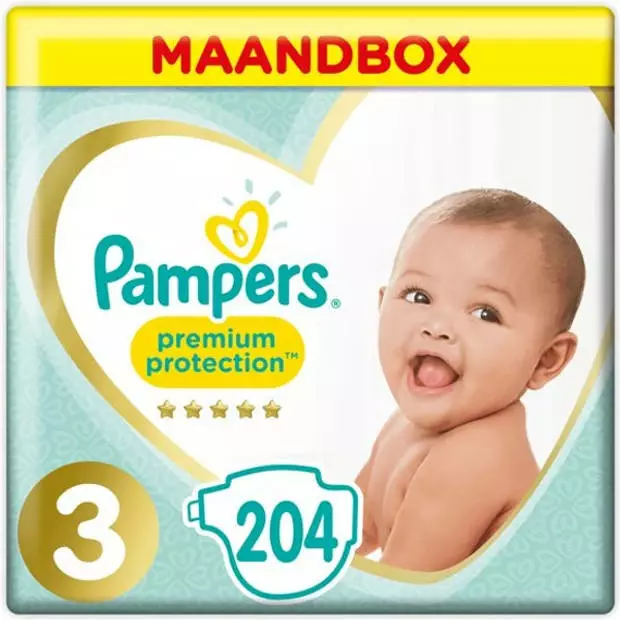 Pampers® Pampers Premium Protection Maat 3 - 204 Luiers Maandbox 3 Pampers® Pampers Premium Protection Maat 3 - 204 Luiers Maandbox
