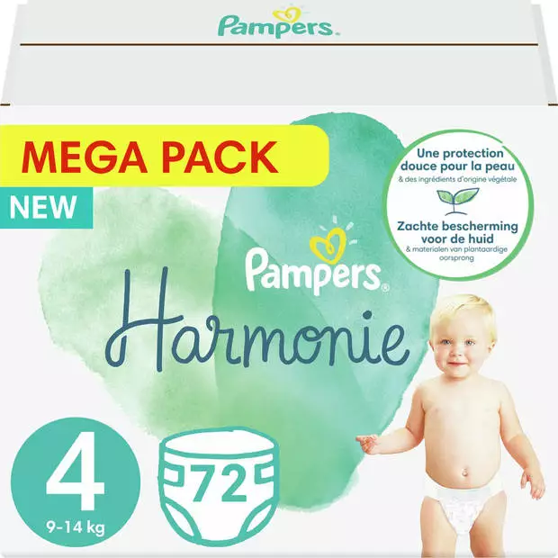 Pampers® Pampers - Harmonie Pure - Maat 4 - Mega Pack - 72 Luiers 4 Pampers® Pampers - Harmonie Pure - Maat 4 - Mega Pack - 72 Luiers - Afbeelding 2