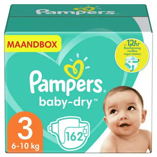 Pampers® Pampers - Baby Dry - Maat 3 - Maandbox - 162 Luiers 4 Pampers® Pampers - Baby Dry - Maat 3 - Maandbox - 162 Luiers - Afbeelding 2