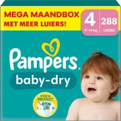 Pampers® Pampers - Baby Dry - Maat 4 - Mega Maandbox - 288 Stuks - 9/14 KG