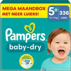 Pampers® Pampers - Baby Dry - Maat 5+ - Mega Maandbox- 336 Stuks - 12/17 KG