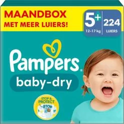 Pampers® Pampers - Baby Dry - Maat 5+ - Maandbox- 224 Stuks - 12/17 KG