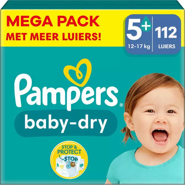 Pampers® Pampers - Baby Dry - Maat 5+ - Mega Pack - 112 Stuks - 12/17 KG 4 Pampers® Pampers - Baby Dry - Maat 5+ - Mega Pack - 112 Stuks - 12/17 KG - Afbeelding 2