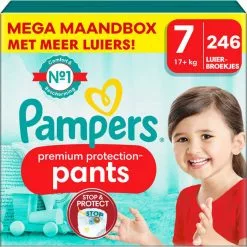 Pampers® Pampers - Premium Protection Pants - Maat 7 - Mega Maandbox - 246 Stuks - 17+ KG -Pampers Katoenen luiers Verkoopwinkel 3975324 11257a85