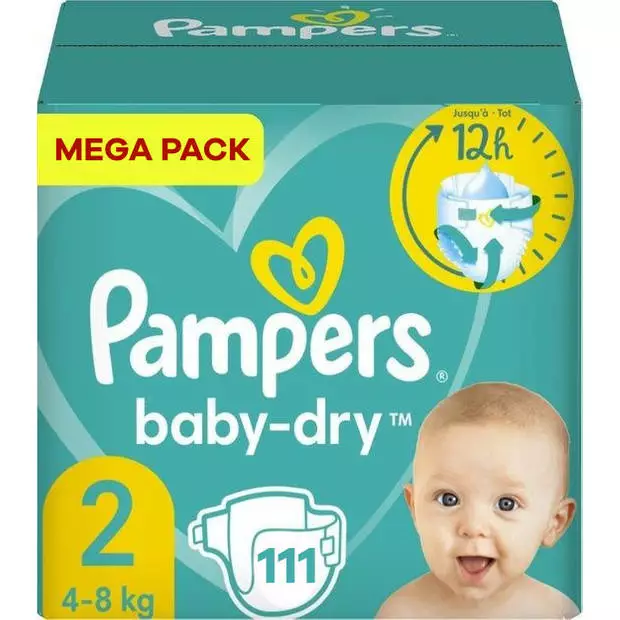 Pampers® Pampers - Baby Dry - Maat 2 - Mega Pack - 111 Luiers 4 Pampers® Pampers - Baby Dry - Maat 2 - Mega Pack - 111 Luiers - Afbeelding 2