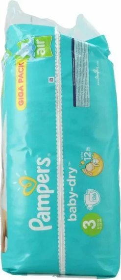 Pampers® Pampers Baby Dry Luiers - Maat 3 - 6 Tot 10kg -136 Stuks -Pampers Katoenen luiers Verkoopwinkel 519x1200