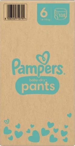 Pampers® Pampers Baby-Dry Pants - Maat 6 (14-19kg) - 138 Luierbroekjes - Maandbox -Pampers Katoenen luiers Verkoopwinkel 621x1200