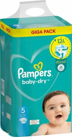 Pampers Katoenen luiers Verkoopwinkel 20 Pampers® Pampers - Baby Dry - Maat 5 - Mega Pack - 108 Luiers