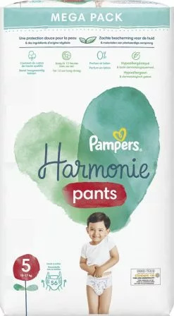 Pampers® Pampers Harmonie Pants Maat 5 (12kg-17kg) - Mega Pack 2 X 56 Luierbroekjes -Pampers Katoenen luiers Verkoopwinkel 662x1200