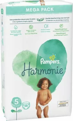 Pampers® Pampers Harmonie Luiers Maat 5 - 58 Luiers -Pampers Katoenen luiers Verkoopwinkel 730x1200