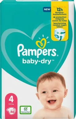 Pampers® Pampers Baby-Dry Maat 4, 46 Luiers, Tot 12 Uur Bescherming, 9-14kg -Pampers Katoenen luiers Verkoopwinkel 772x1200