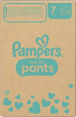 Pampers® Pampers Baby-Dry Pants - Maat 7 (17kg+) - 126 Luierbroekjes - Maandbox -Pampers Katoenen luiers Verkoopwinkel 786x1200