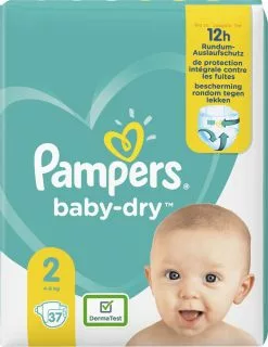 Pampers® Pampers Baby Dry Maat 2 - 37 Luiers -Pampers Katoenen luiers Verkoopwinkel 927x1200