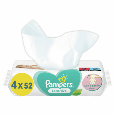 Pampers® Pampers Billendoekjes Sensitive Navulpak 4x52 = 208 Doekjes Stuks 3 Pampers® Pampers Billendoekjes Sensitive Navulpak 4x52 = 208 Doekjes Stuks