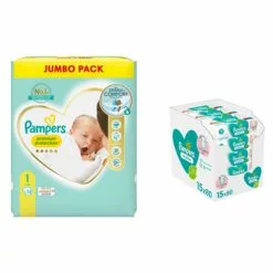 Pampers® Premium Protection Luiers Maat 1 En Billendoekjes Sensitive 15x80=1200 Doekjes Pakket