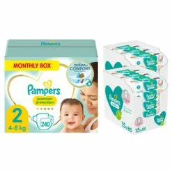 Pampers® Pampers Premium Protection Luiers Maat 2 En Billendoekjes Sensitive 15x80=1200 Doekjes Pakket