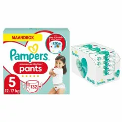 Pampers® Pampers Premium Protection Pants Maandbox Maat 5 132 Luierbroekjes En Aqua Pure 864 Billendoekjes Pakket