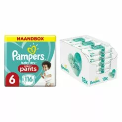 Pampers® Pampers Baby Dry Pants Maandbox Maat 6 116 Luierbroekjes En Aqua Pure 864 Billendoekjes Pakket