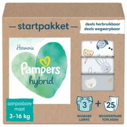 Pampers® 2x Pampers Harmonie Hybrid Starterspakket Met 3 Wasbare Luiers En 25 Toplagen 1 Set