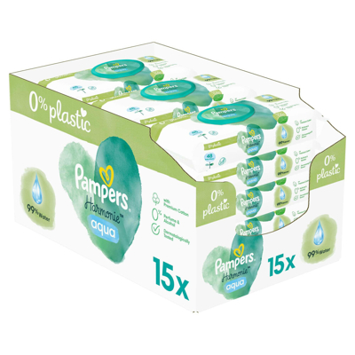 Pampers® 3x Pampers Billendoekjes Harmonie Aqua 15x48 =720 Doekjes 3 Pampers® 3x Pampers Billendoekjes Harmonie Aqua 15x48 =720 Doekjes