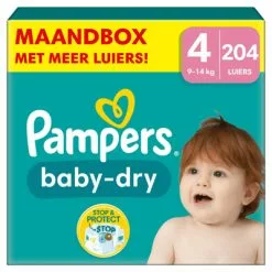 Pampers® Pampers Baby Dry Luiers Maat 4 (9 14 Kg) 204 Stuks