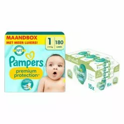 Pampers® Pampers Premium Protection Luiers Maat 1 En Harmonie Aqua Billendoekjes 720 Stuks Pakket