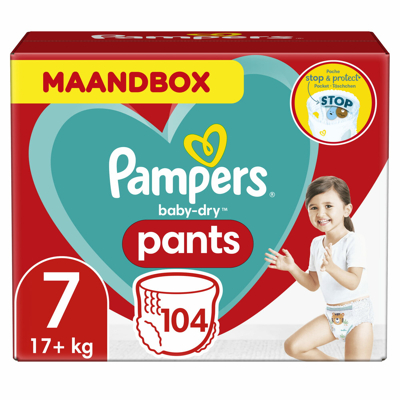 Pampers® Pampers Baby Dry Pants Maandbox Maat 7 (17+ Kg) 104 Luierbroekjes 3 Pampers® Pampers Baby Dry Pants Maandbox Maat 7 (17+ Kg) 104 Luierbroekjes